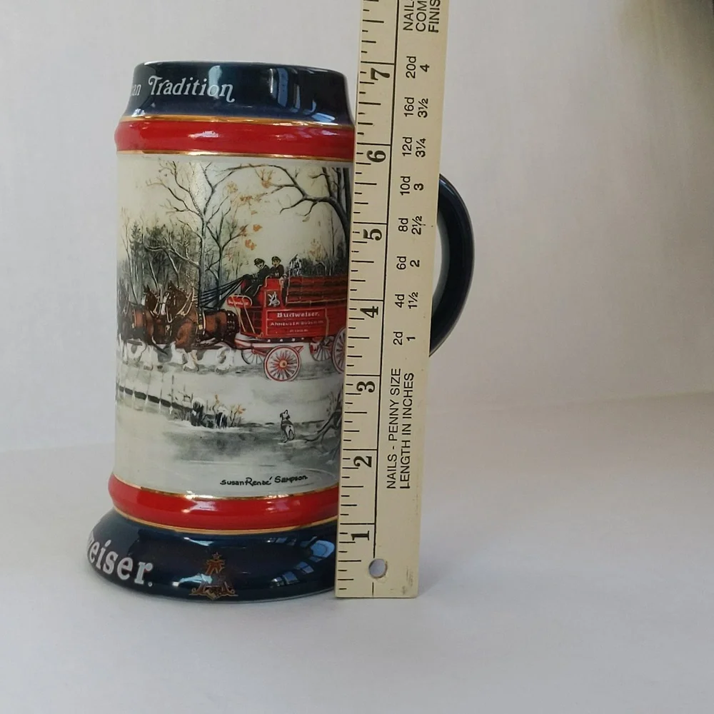 Vintage 1990 Budweiser Handcrafted Clydesdale Stein Beer Mug w/Handle - Picture 11 of 15